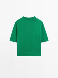 Cotton blend short sleeve knit cardigan