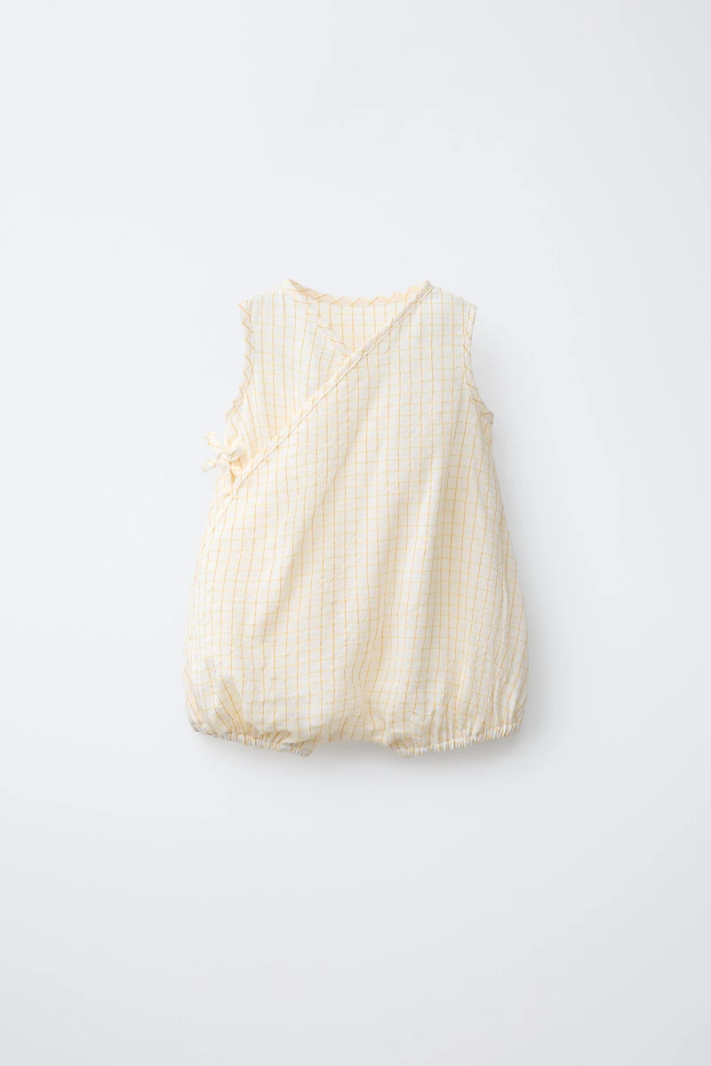 PLAID LINEN BLEND ROMPER