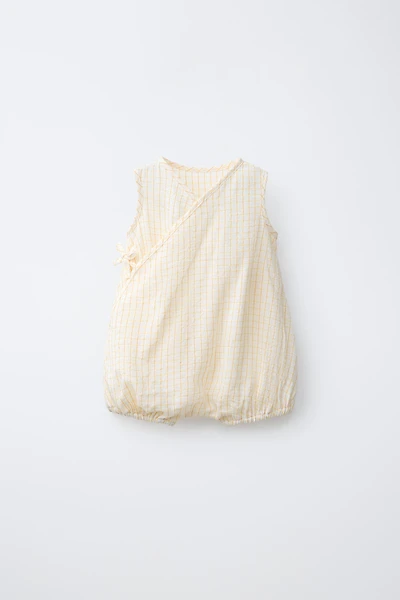 PLAID LINEN BLEND ROMPER