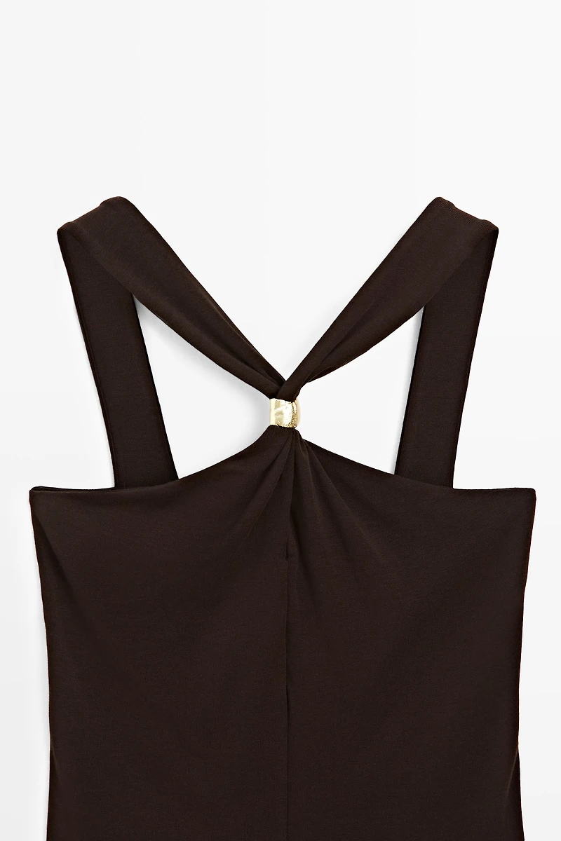 Halter top with jewel straps