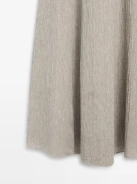 Flowing linen blend dress with gathered neckline