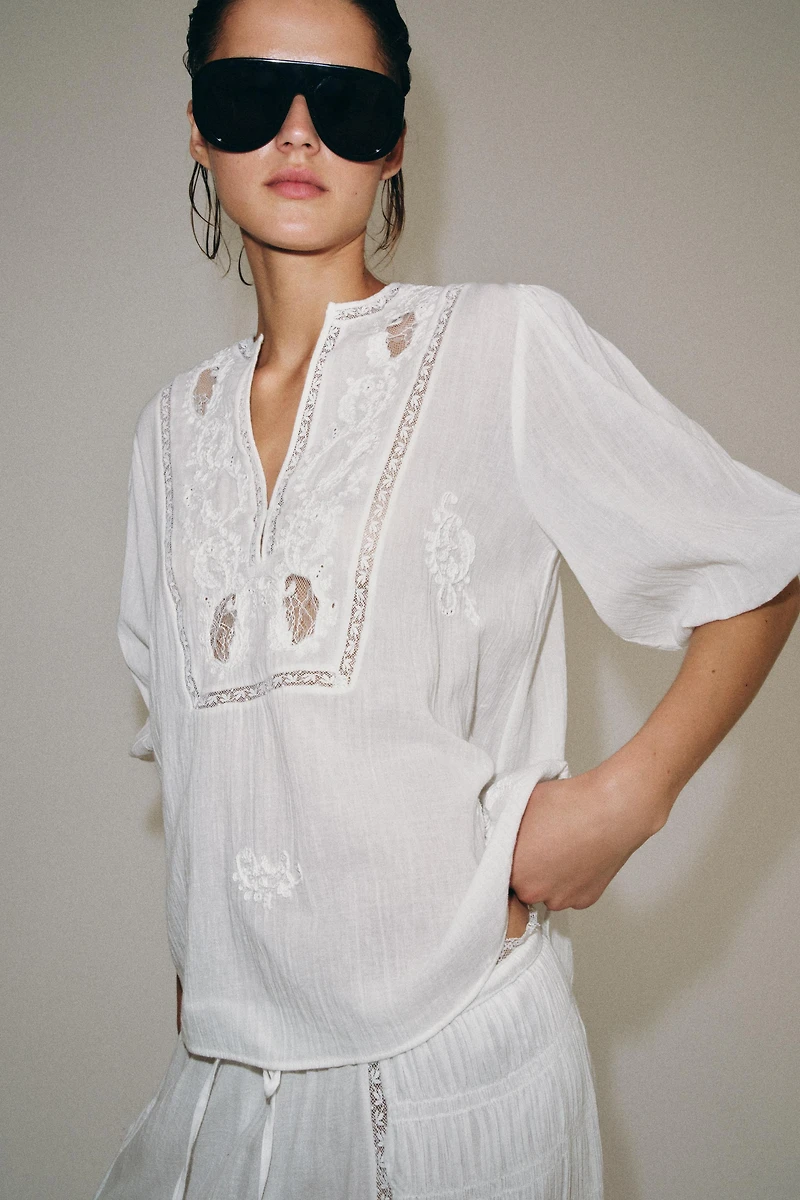 EMBROIDERED LACE SHIRT ZW COLLECTION