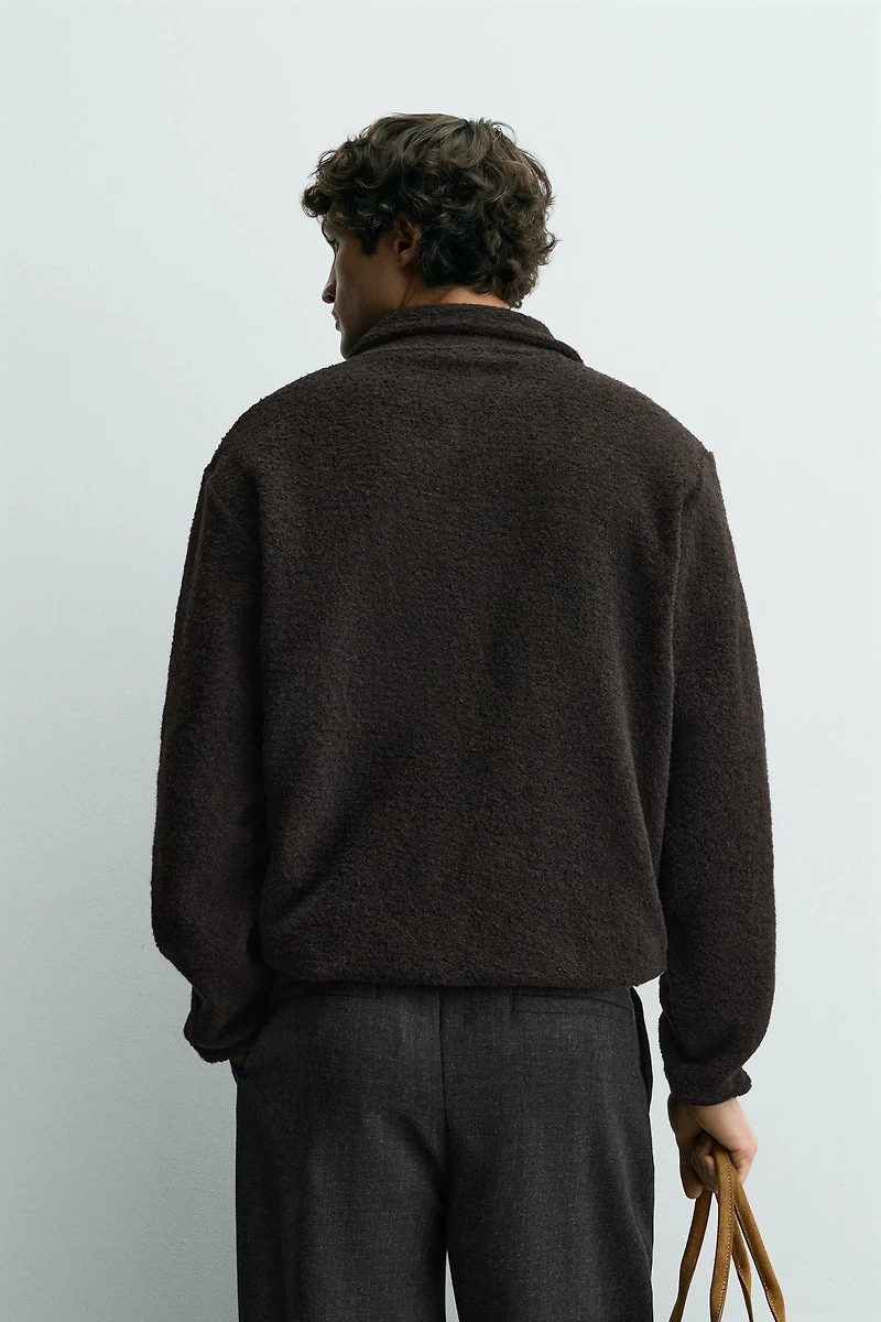 SWEAT EFFET MOUTON À COL ZIPPÉ