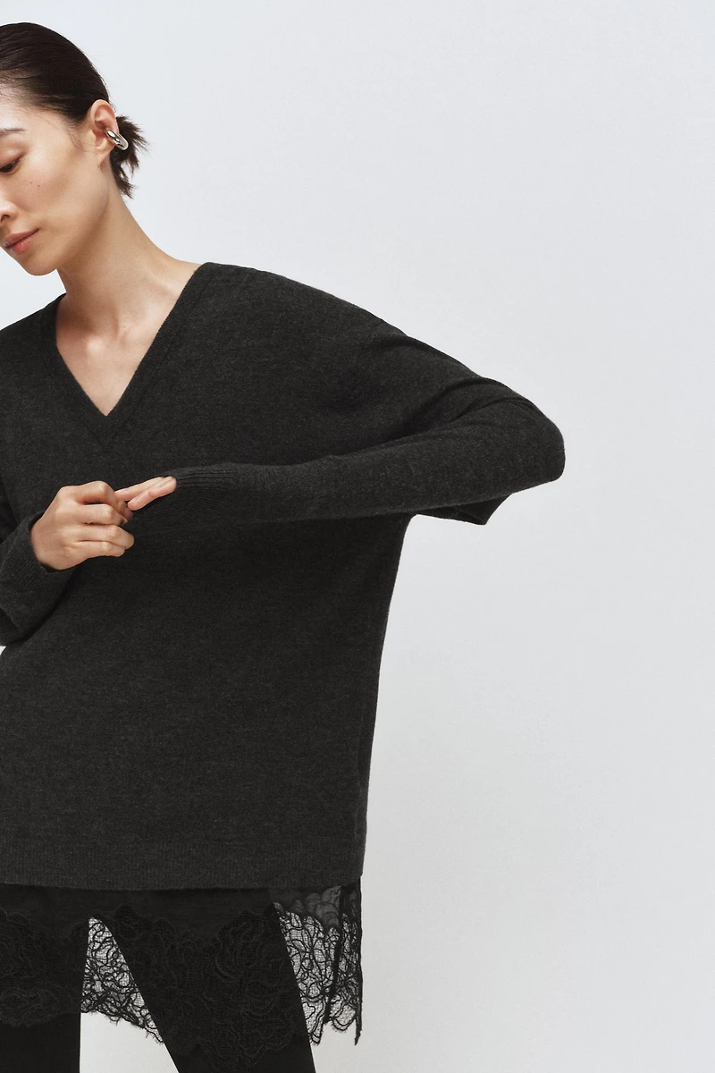 LONG COMBINATION LACE KNIT JUMPER