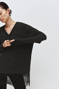 LONG COMBINATION LACE KNIT JUMPER