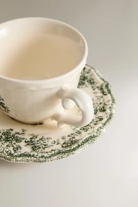 COFFEE CUP WITH FLORAL SAUCER