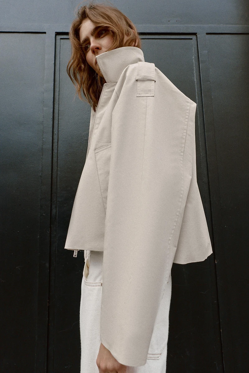 CROPPED DOUBLE BREASTED TRENCH