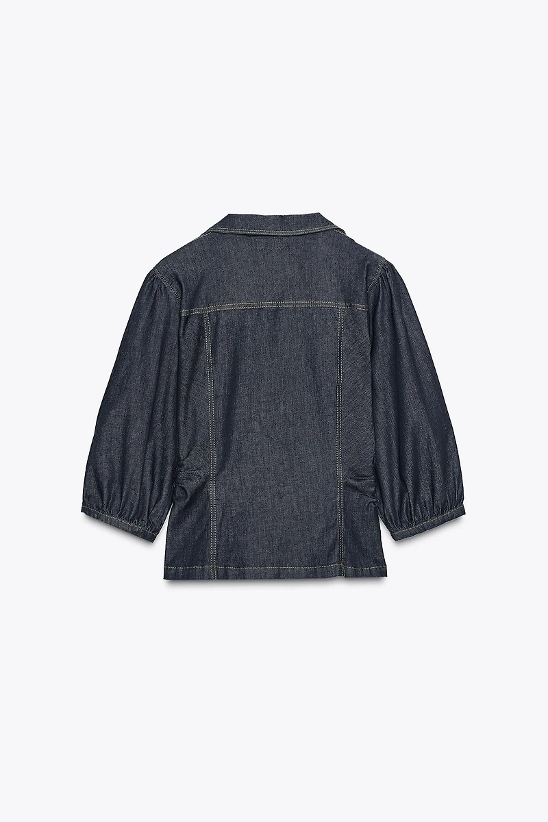 Z1975 FITTED DENIM PUFF SLEEVE SHIRT