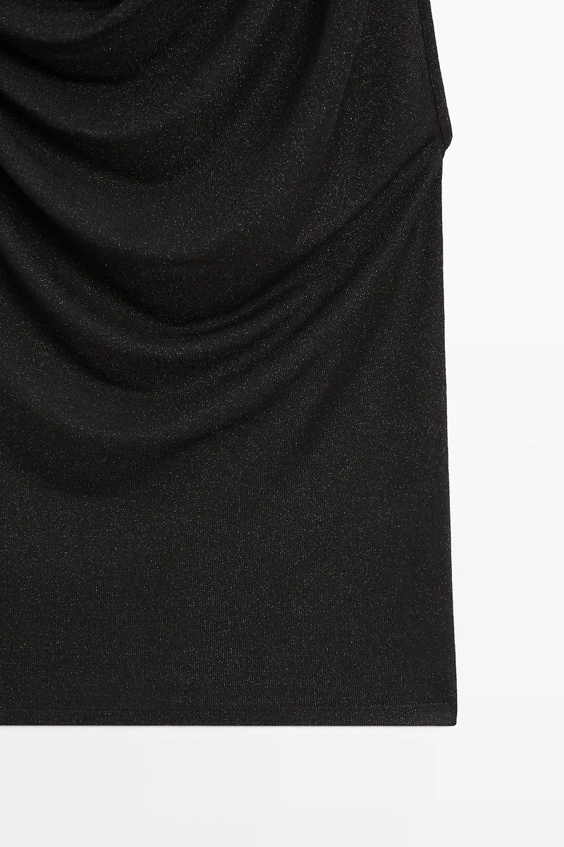 Shimmery draped top with knot detail