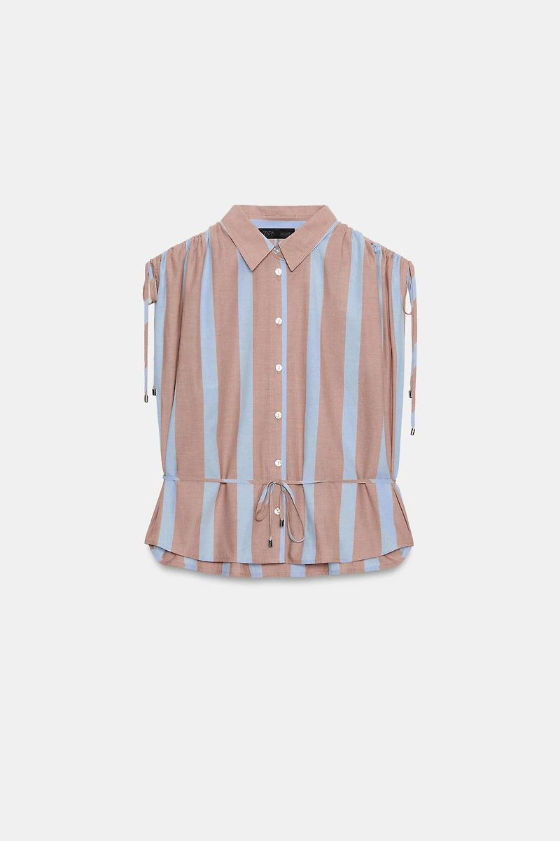 CHEMISE À RAYURES ET LACETS