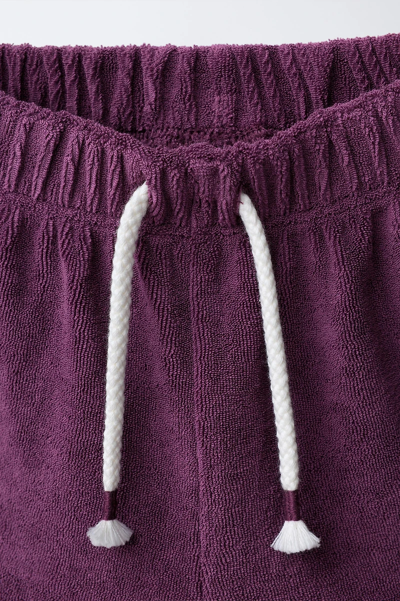 SOLID TOWEL EFFECT T-SHIRT AND BERMUDA SET