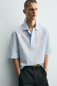 TEXTURED BOXY FIT POLO SHIRT
