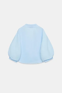 LINEN BLEND BALLOON SLEEVE SHIRT