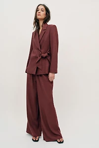 LINEN DOUBLE BREASTED BLAZER WITH TIE