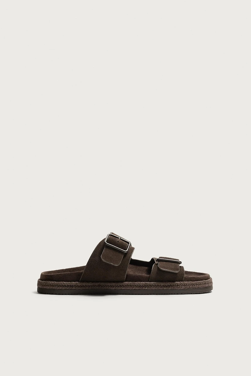 DOUBLE STRAP LEATHER SANDALS