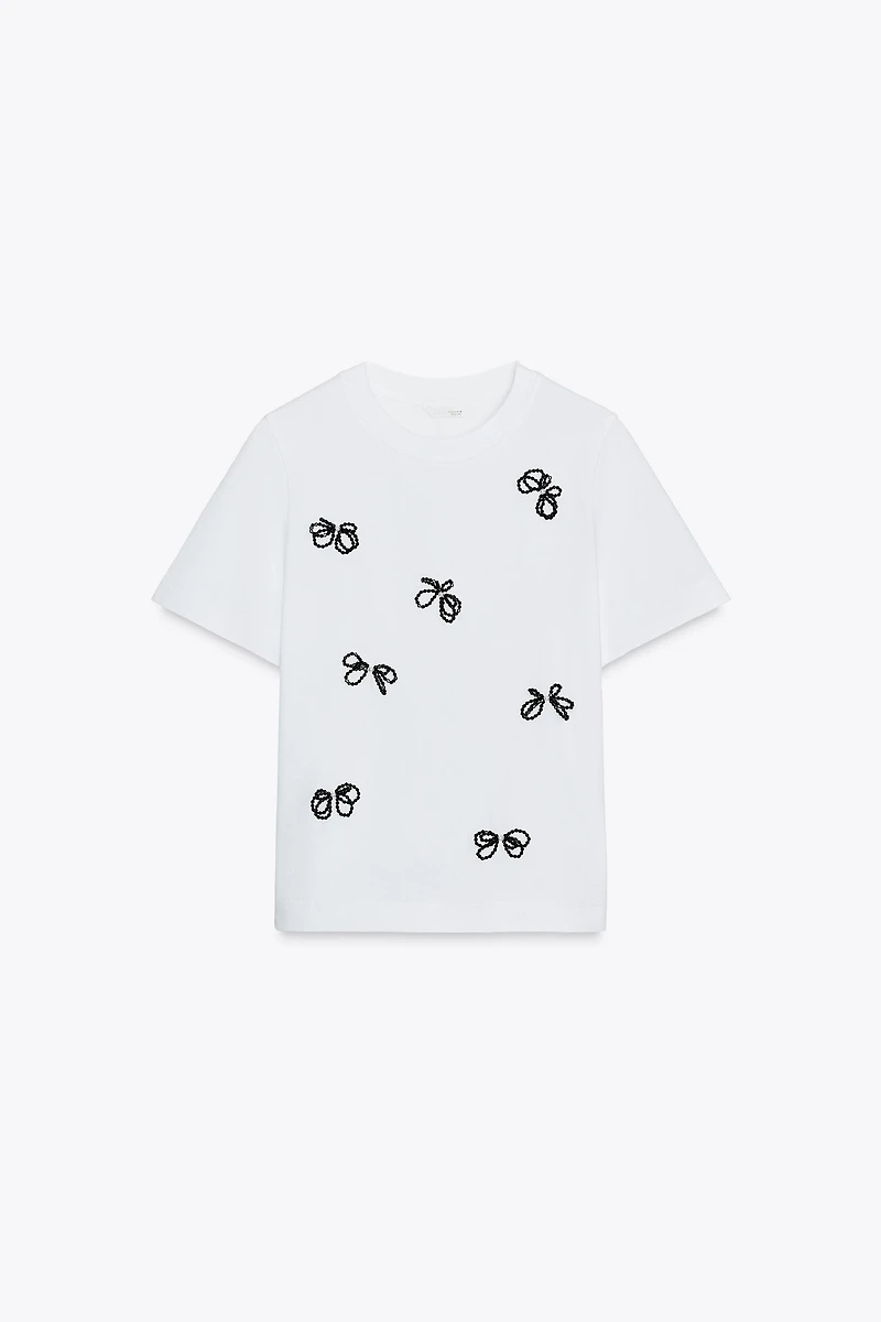 JEWELED BOW T-SHIRT