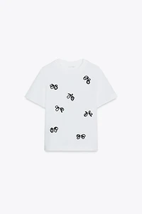 JEWELED BOW T-SHIRT