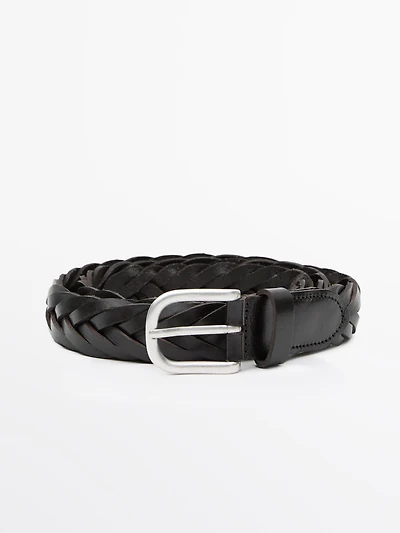 Ceinture tressée en cuir nappa