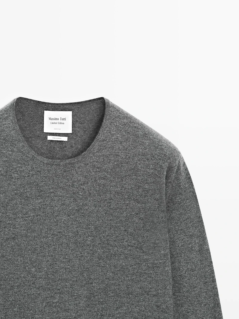 Knit 100% cashmere sweater with crew neck - LIMITED