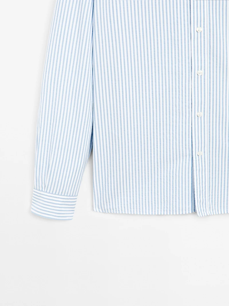 Regular fit striped cotton shirt