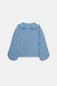 GINGHAM RUFFLED BLOUSE