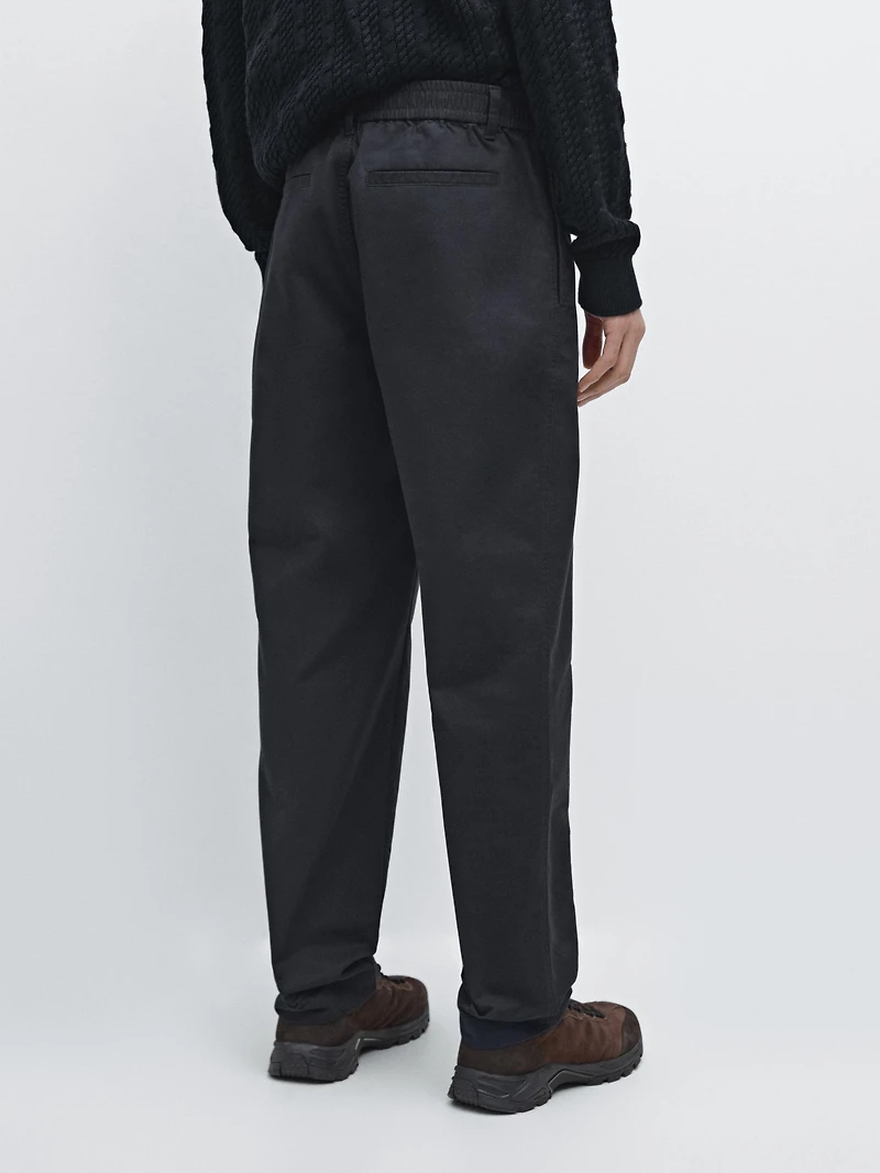 Cotton blend jogger fit trousers