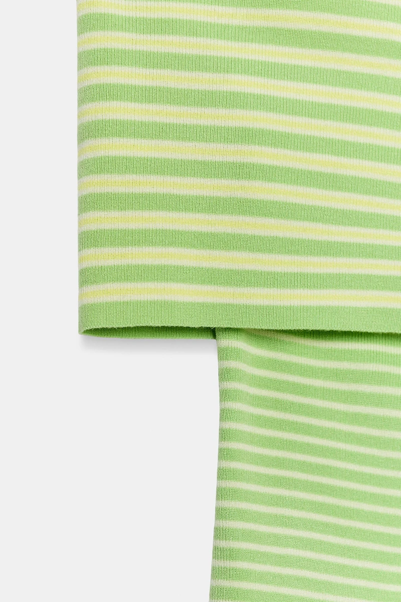 STRIPED OFF-SHOULDER KNIT TOP