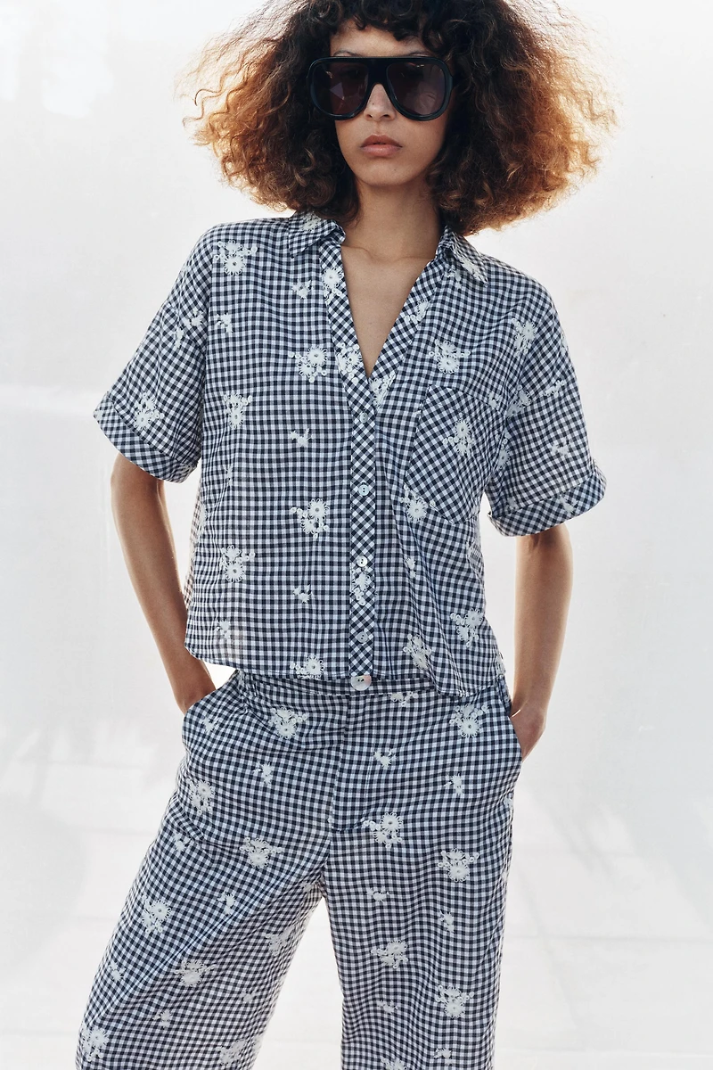 EMBROIDERED PLAID SHIRT