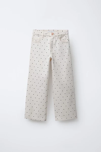 WIDE LEG POLKA DOT JEANS