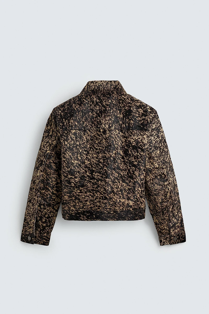 VESTE EN CUIR EFFET FOURRURE IMPRIMÉ