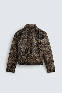 VESTE EN CUIR EFFET FOURRURE IMPRIMÉ