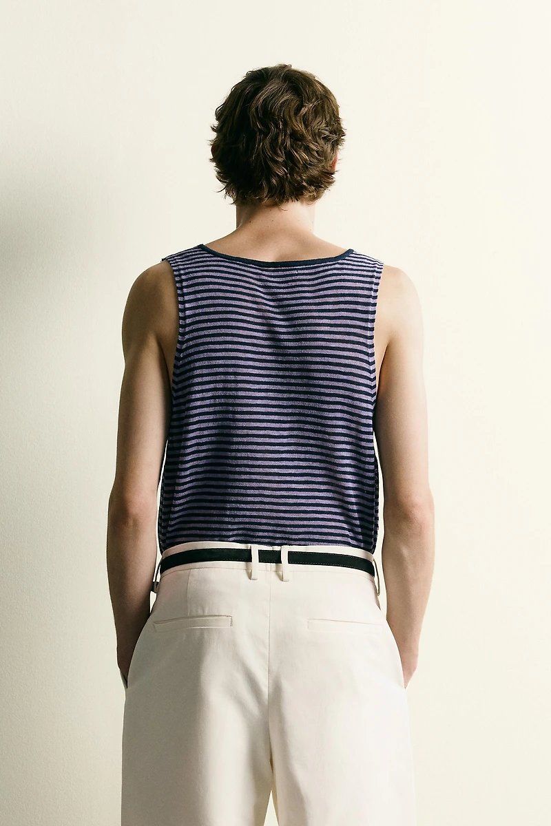 STRIPED JACQUARD KNIT TANK TOP