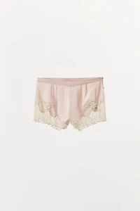 EMBROIDERED LACE SATIN SHORTS