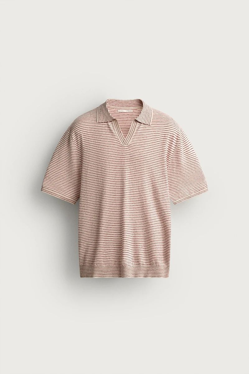 STRIPED JACQUARD KNIT POLO