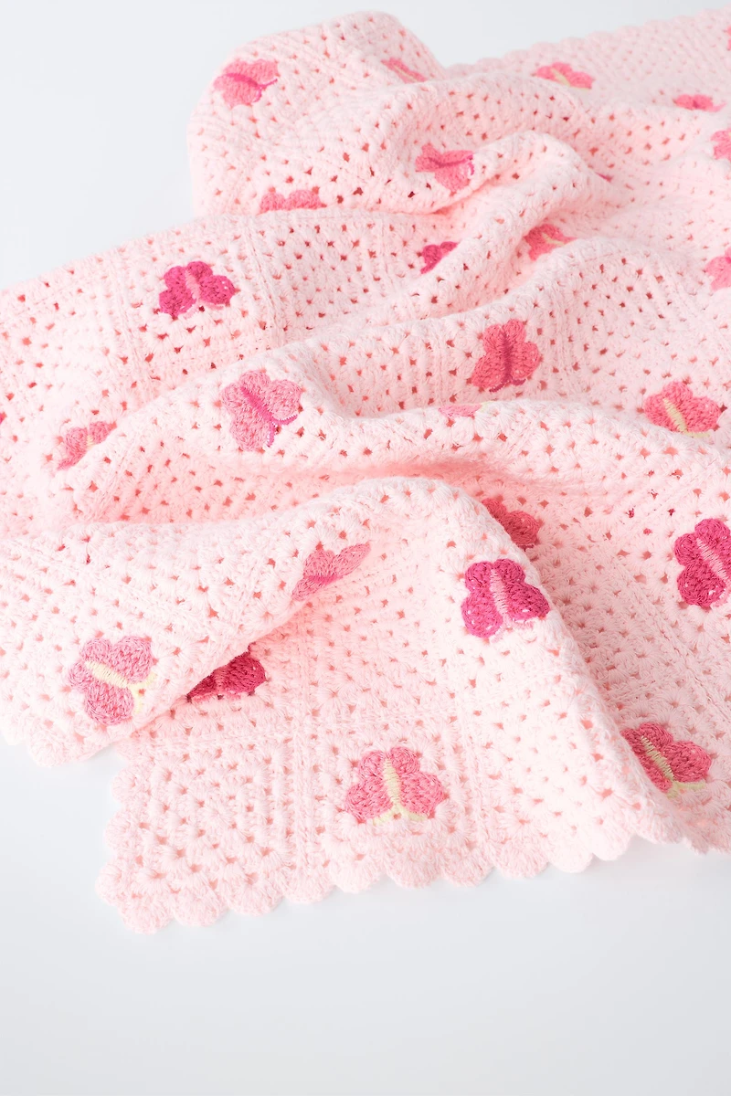 CROCHET KNIT BUTTERFLY BLANKET
