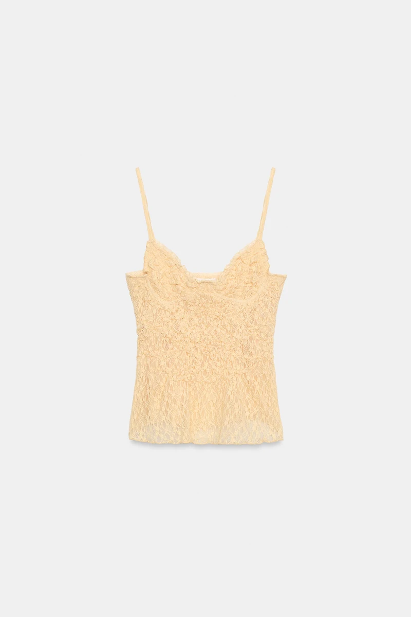 TOP DENTELLE PLISSÉE