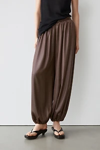 Flowing balloon fit satin trousers