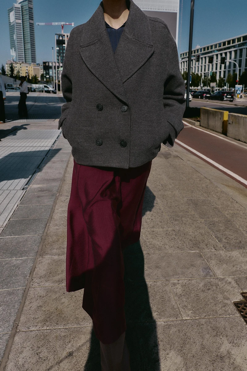 SOFT DOUBLE-BREASTED SHORT COAT