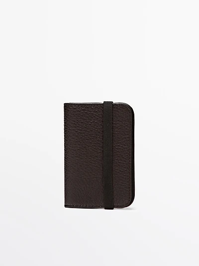 Porte-cartes à rabat en cuir nappa