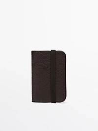 Porte-cartes à rabat en cuir nappa
