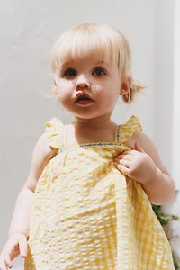 GINGHAM FLORAL DRESS AND PANTIES
