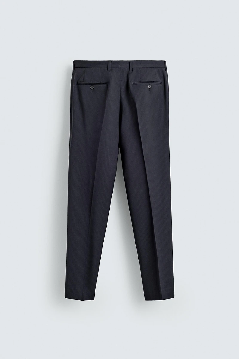 100% WOOL PINSTRIPE SUIT PANTS