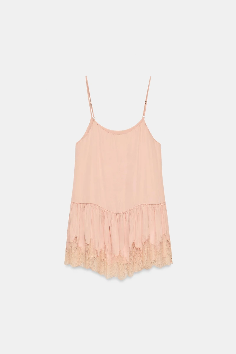 SATIN LACE SLIP DRESS