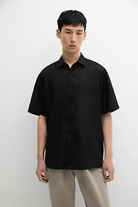 Chemise regular fit à manches courtes 100 % lin