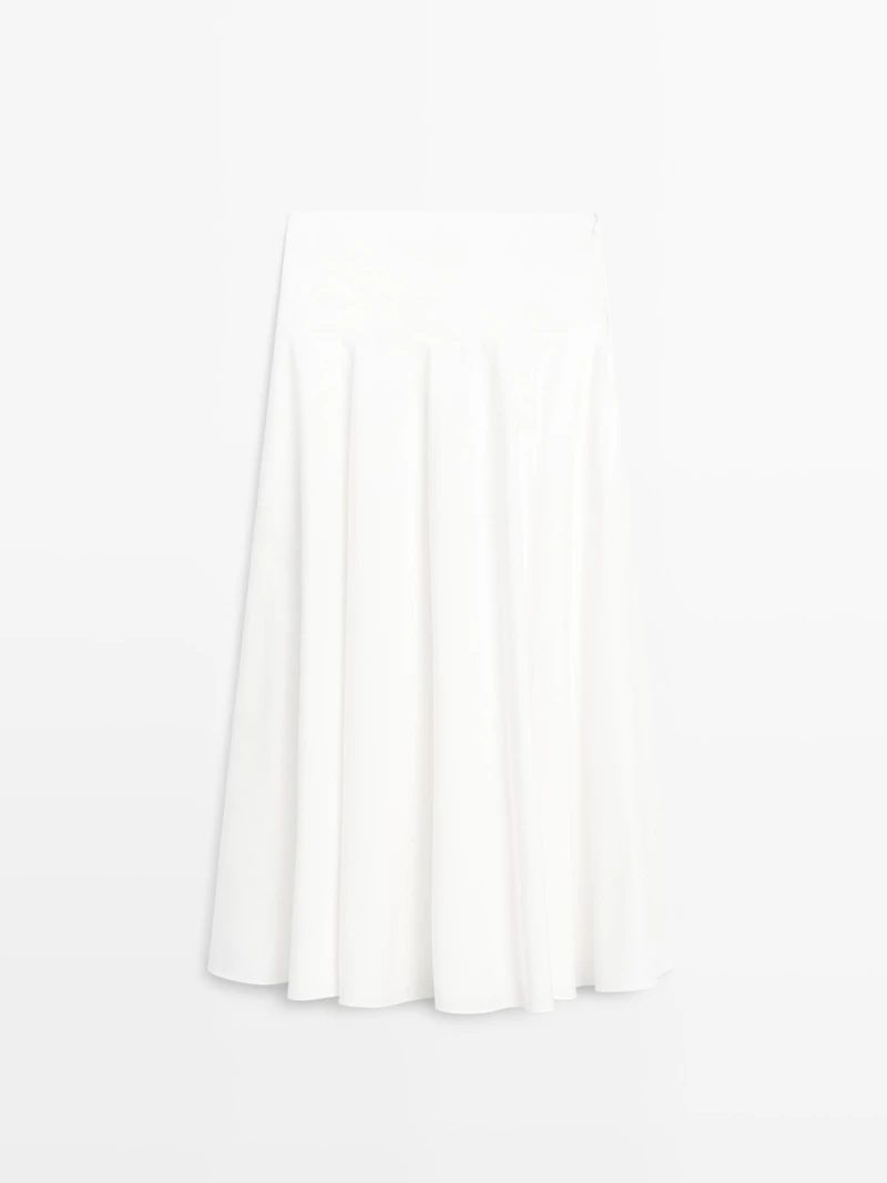 100% cotton midi skirt with yoke detail