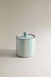 POT RANGEMENT SALLE DE BAIN CÉRAMIQUE RAYURES