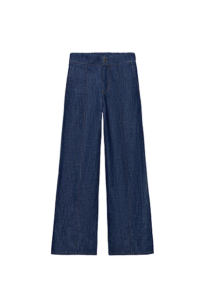 LINEN BLEND STRAIGHT LEG PANTS