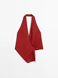 Linen halter top with low-cut back