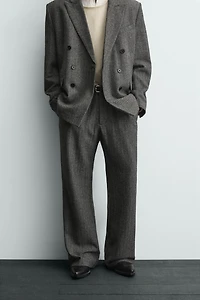 HERRINGBONE WOOL BLEND SUIT PANTS