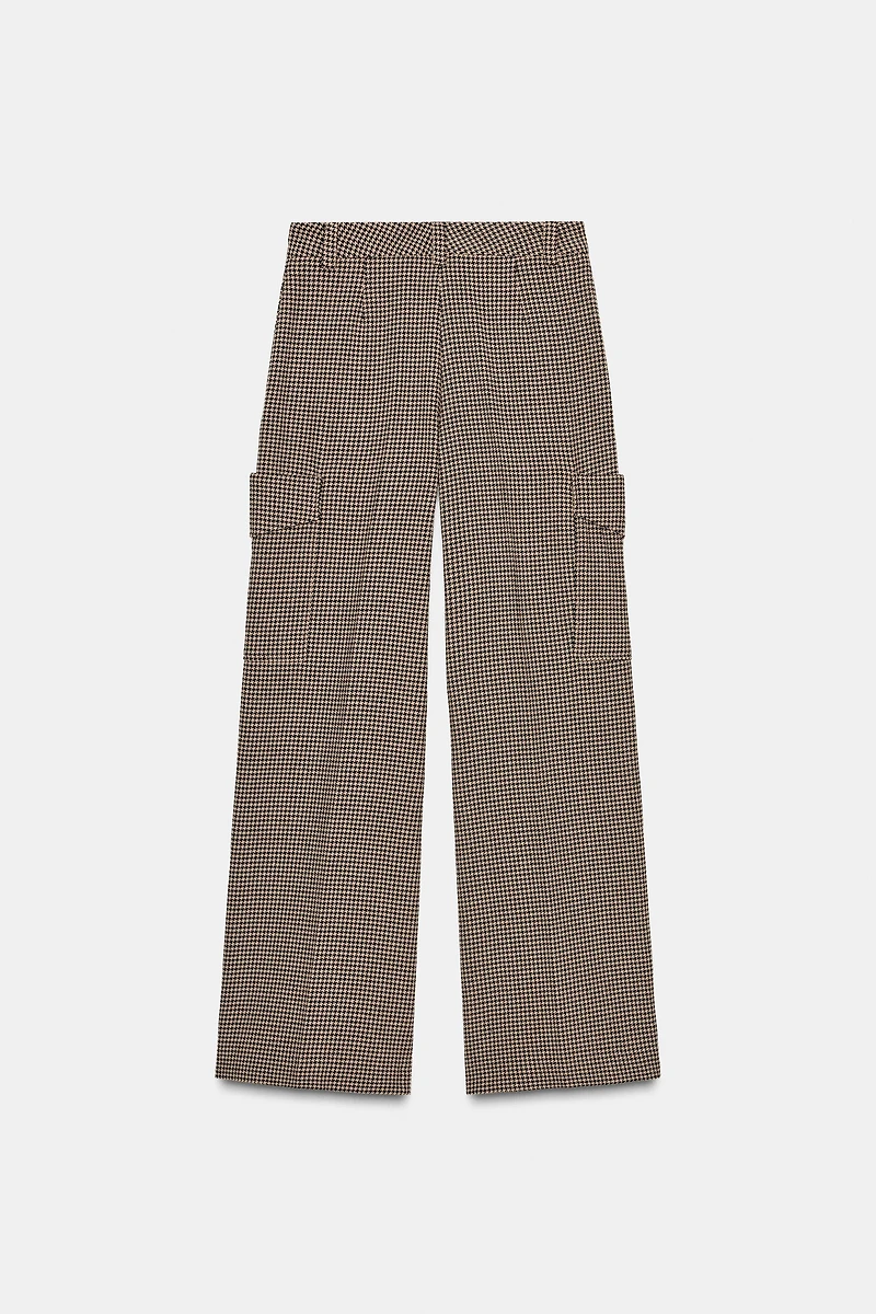 PANTALON CARGO PIED-DE-POULE